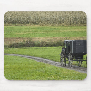Amish buggy on farm lane, Northeastern Ohio, Mouse Mat