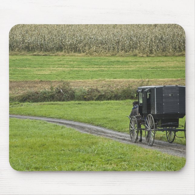 Amish buggy on farm lane, Northeastern Ohio, Mouse Mat (Front)