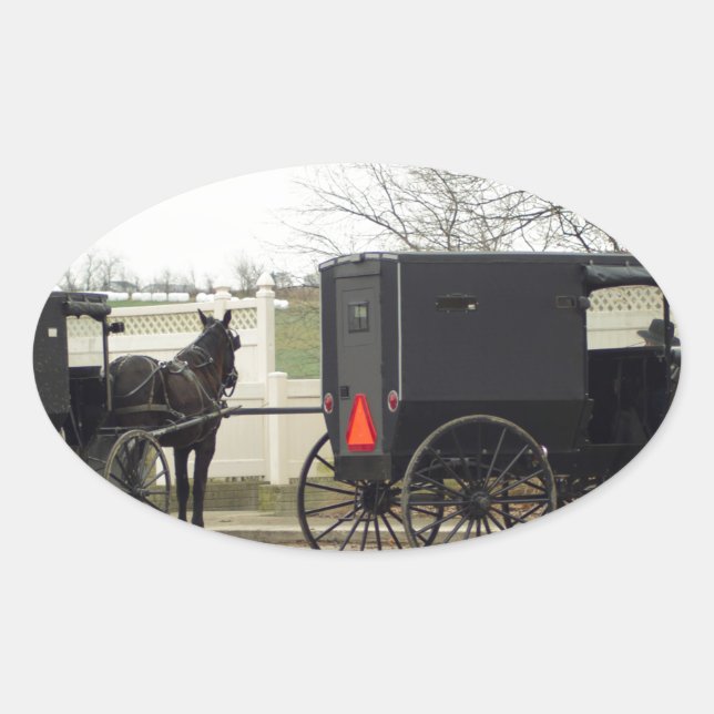 Amish Buggy "Parking Lot" Oval Sticker (Front)