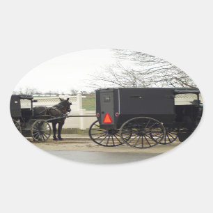 Amish Buggy "Parking Lot" Oval Sticker