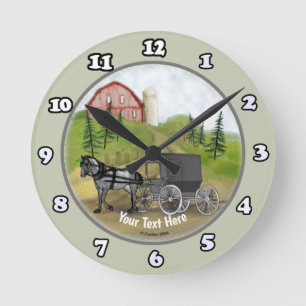 Amish Buggy Returning Clock