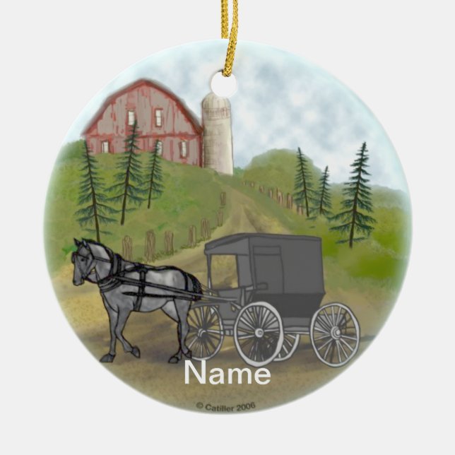 Amish Buggy Returning ornament (Front)