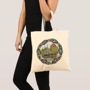 Amish Buggy Visiting custom name tote bag