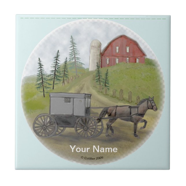 Amish Buggy Visiting tile (Front)
