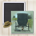 Amish Country Buggy Magnet<br><div class="desc">An Amish horse and buggy travel down a rural country backroad. Customisable text reads Amish Country. Great gift idea for those who collect refrigerator magnets!</div>