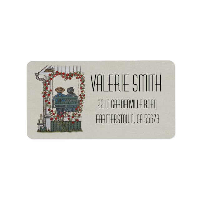 Amish Couple On Porch Swing Label (Front)