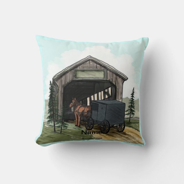 Amish Covered Bridge Cushion (Front)