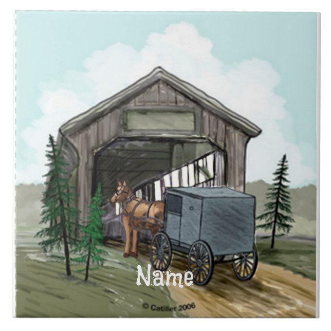Amish Covered Bridge Tile (Front)