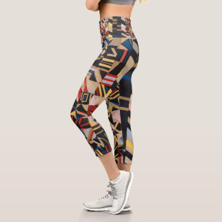 Amish crazy quilt capri leggings