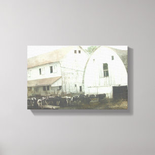 Amish Dairy Black and White Canvas Print