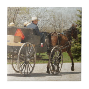Amish Family Heading Home Tile