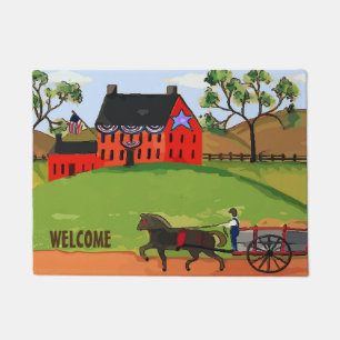 Amish Farm Style Country House, Personalize Floor  Doormat