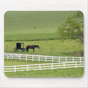 Amish farm with horse and buggy near Berlin, Mouse Mat