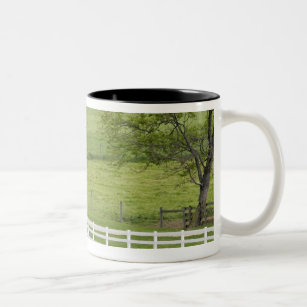 Amish farm with horse and buggy near Berlin, Two-Tone Coffee Mug