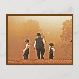 Amish Father & Sons Postcard