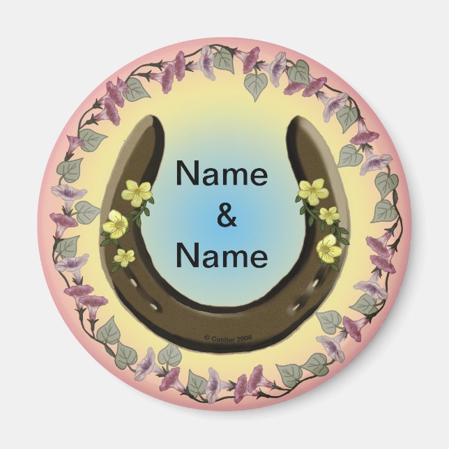 Amish Flower Horseshoe  Magnet (Front)