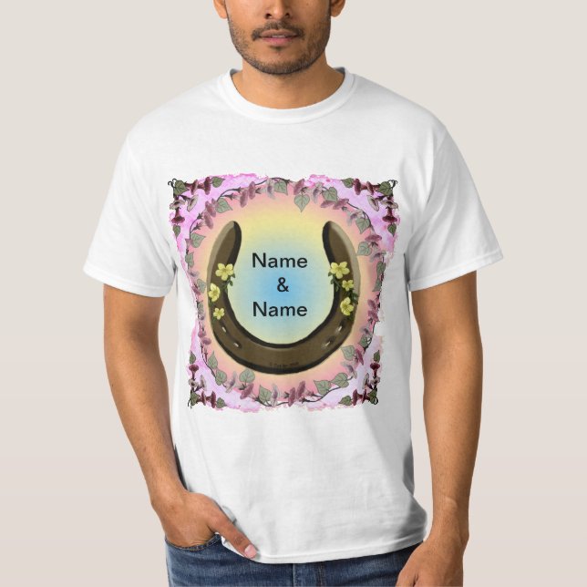 Amish Flower Horseshoe  T-Shirt (Front)