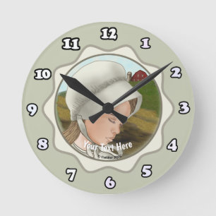 Amish Girl Wearing Bonnet Round Clock