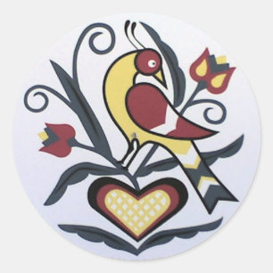 Amish Hex Lovebird Classic Round Sticker