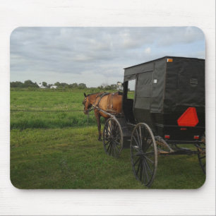 Amish Horse and Buggy at Sunset Mouse Mat