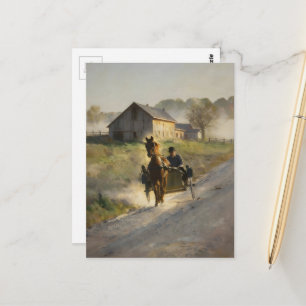 Amish Horse and Buggy on the gravel road  Postcard