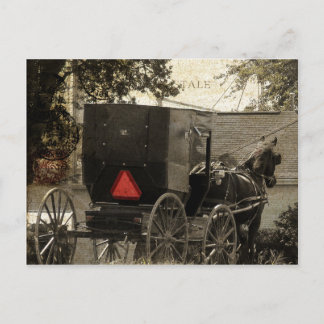 Amish Horse and Buggy Sepia Postcard Digital Art