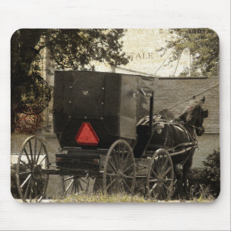 Amish Horse and Buggy Sepia Postcard Digital Art Mouse Mat