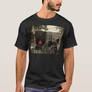 Amish Horse and Buggy Sepia Postcard Digital Art T-Shirt