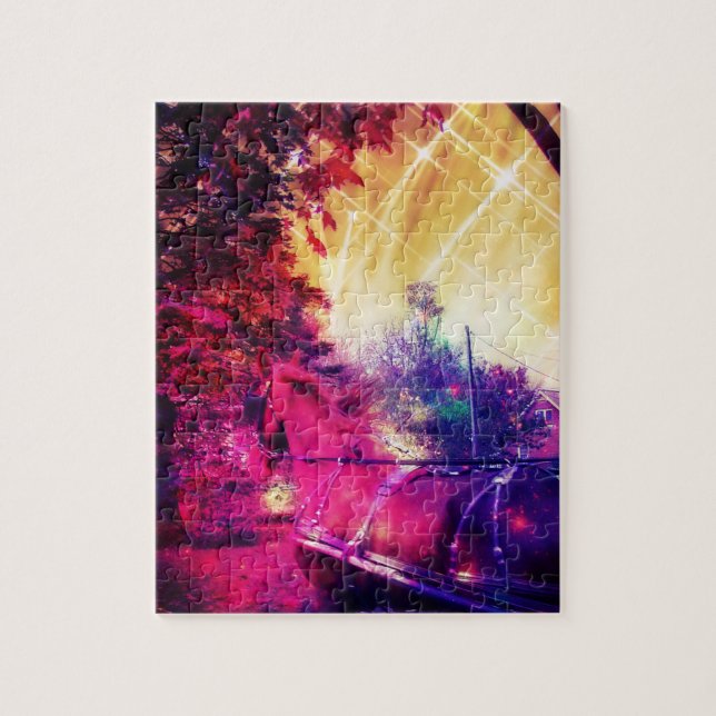 Amish Horse and Buggy Trippy Colourful Digital Art Jigsaw Puzzle (Vertical)