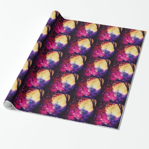 Amish Horse and Buggy Trippy Colourful Digital Art Wrapping Paper