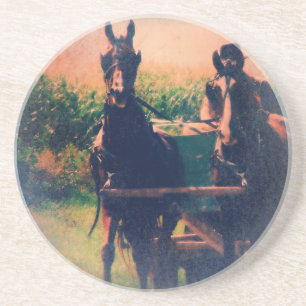 Amish Horse Team Coaster