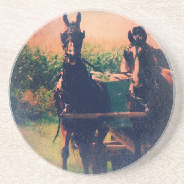Amish Horse Team Coaster (Front)