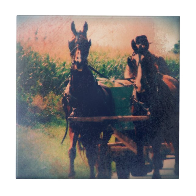 Amish Horse Team Tile (Front)