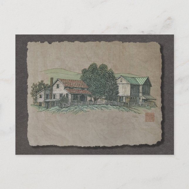 Amish House & Barn Postcard (Front)