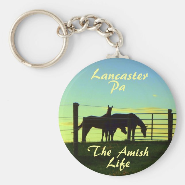 Amish Life, Lancaster County Horses Ketchain Key Ring (Front)