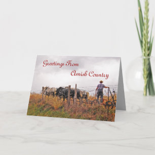 Amish Man Cutting Field Greeting Card