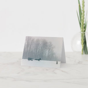 AMISH MAN HORSE & BUGGY SNOW LANCASTER COUNTY PA CARD