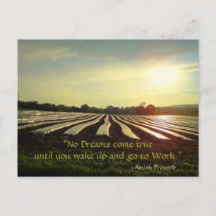 Amish Postcard. Proverb. Dreams. Work. Postcard