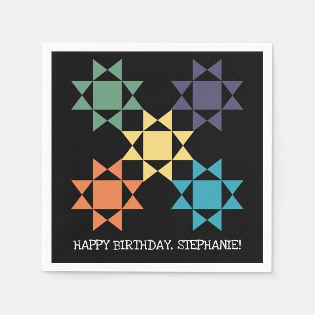 Amish Quilt Blocks Personalised Quilting Themed Na Napkin (Front)