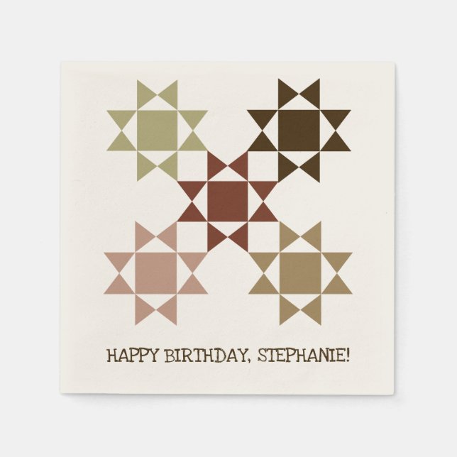 Amish Quilt Blocks Personalised Quilting Themed Napkin (Front)