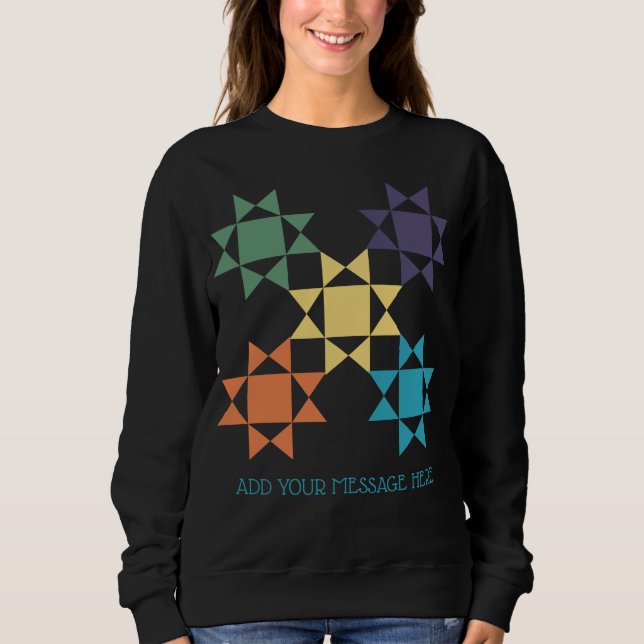 Amish Quilt Graphic Custom Message Personalised Sweatshirt (Front)
