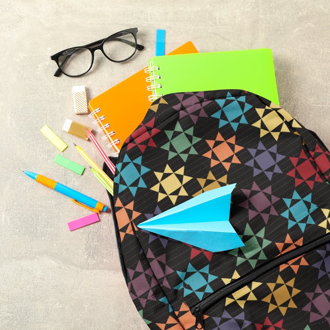 Amish Quilt Print Bright Colours Patterned Printed Backpack (Creator Uploaded)