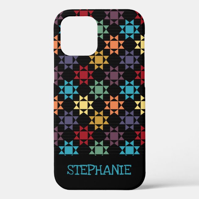 Amish Quilt Print Bright Colours Personalised Case-Mate iPhone Case (Back)