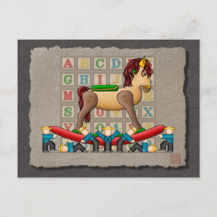 Amish Rocking Horse Postcard