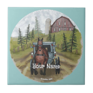 Amish Town Day  Tile