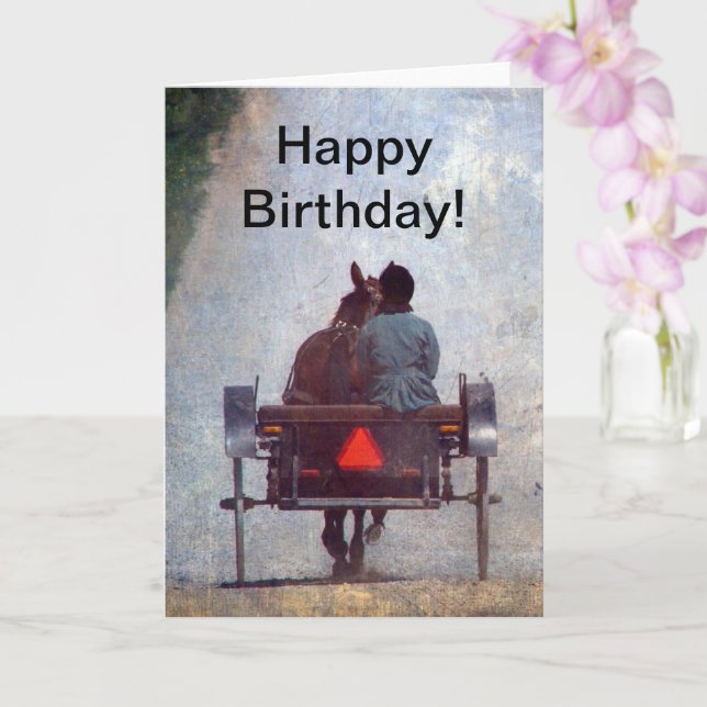 Amish Travel, Birthday Card (Orchid)