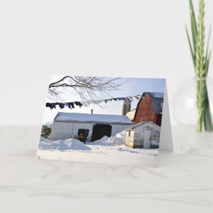 Amish Winter Laundry Scene Card