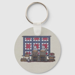 Amish Women Quilting Key Ring