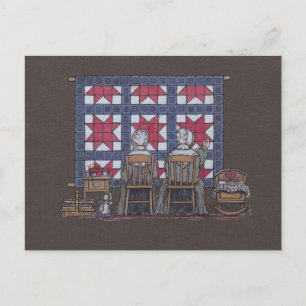 Amish Women Quilting Postcard