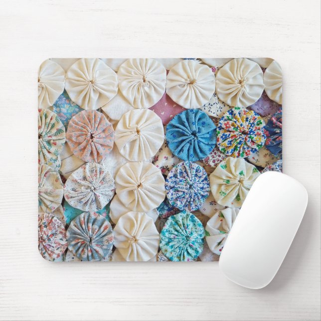 Amish Yo Yo Quilt Pattern Mouse Mat (With Mouse)